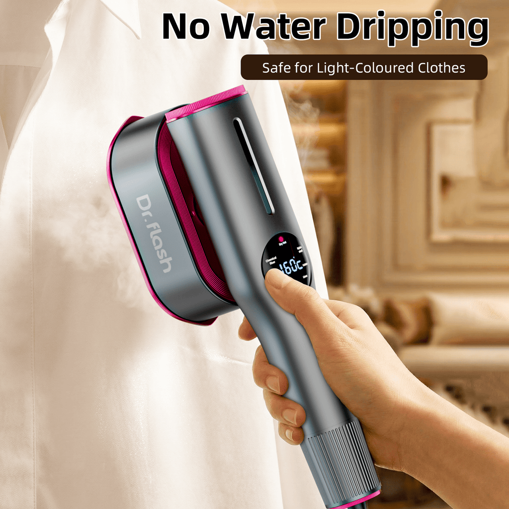 Dr.Flash 1200W Handheld Garment Steamer, Portable Clothes Steamer with LED Display, 7 Settings, 90 Degree Swivel Handle for Home and Travel