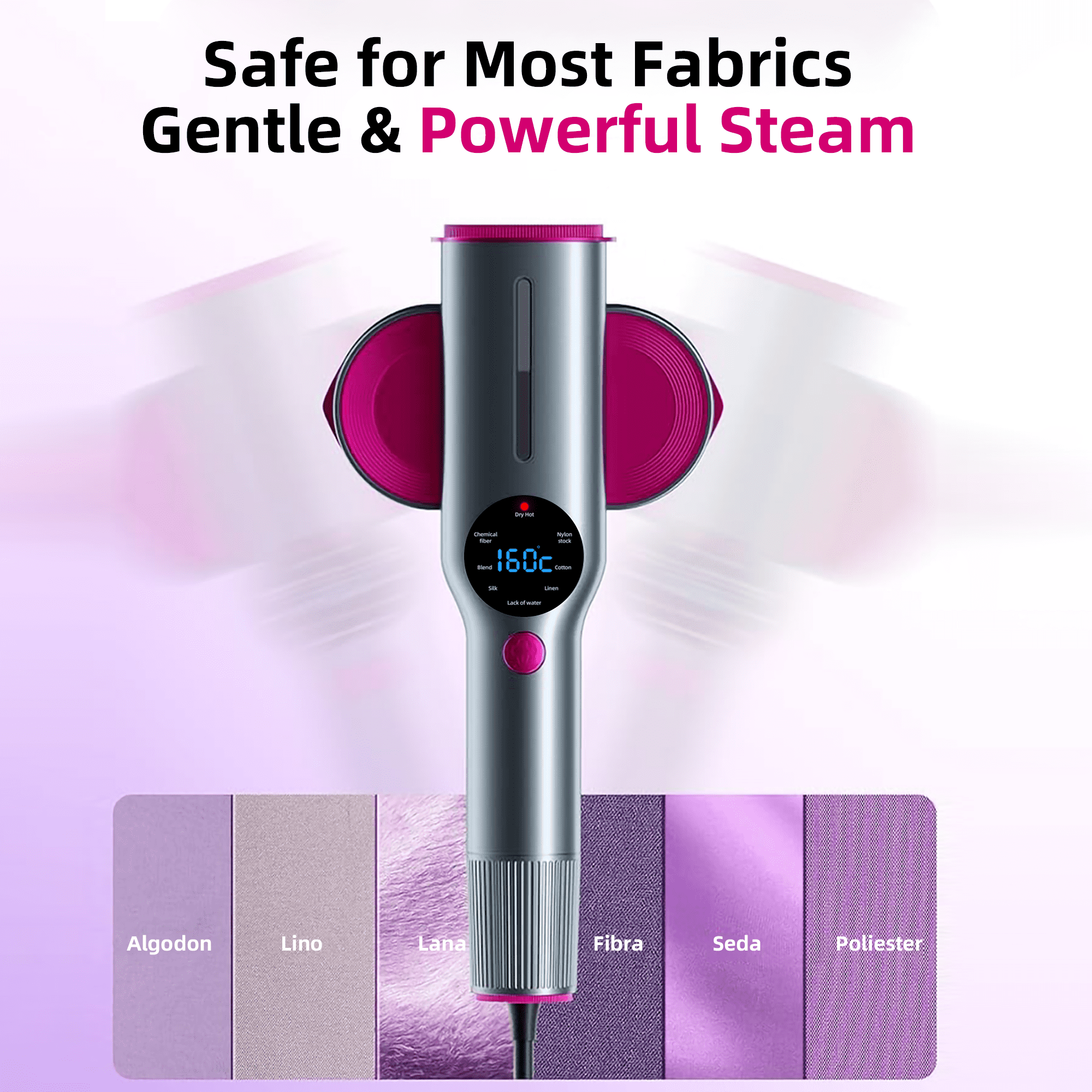 Dr.Flash 1200W Handheld Garment Steamer, Portable Clothes Steamer with LED Display, 7 Settings, 90 Degree Swivel Handle for Home and Travel
