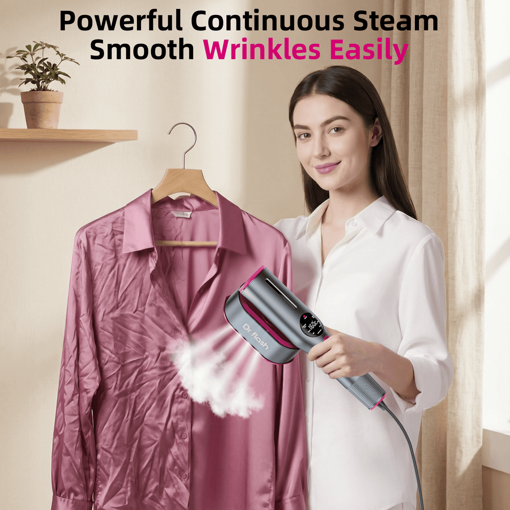 Dr.Flash 1200W Handheld Garment Steamer, Portable Clothes Steamer with LED Display, 7 Settings, 90 Degree Swivel Handle for Home and Travel